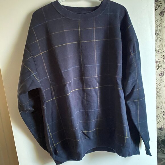 Denver Hayes Blue Soft Square Pattern Sweater - Picture 1 of 2